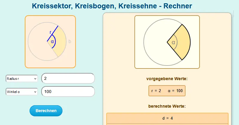 Wird der Kreissektor von zwei Durchmessern und einem Kreisbogen begrenzt?